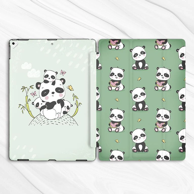 Cute Kawaii Panda Bear Green Case For iPad 10.2 Air 3 4 5 Pro 9.7 11 12.9 Mini - Image 4 of 4