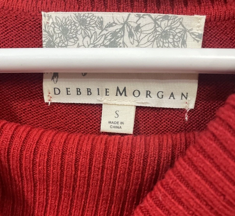 Suéter Debbie Morgan Mujer Pequeño Rojo Tejido Capucha Cuello Mangas 3/4 con Botones Nuevo con Etiquetas Foto 3 de 4