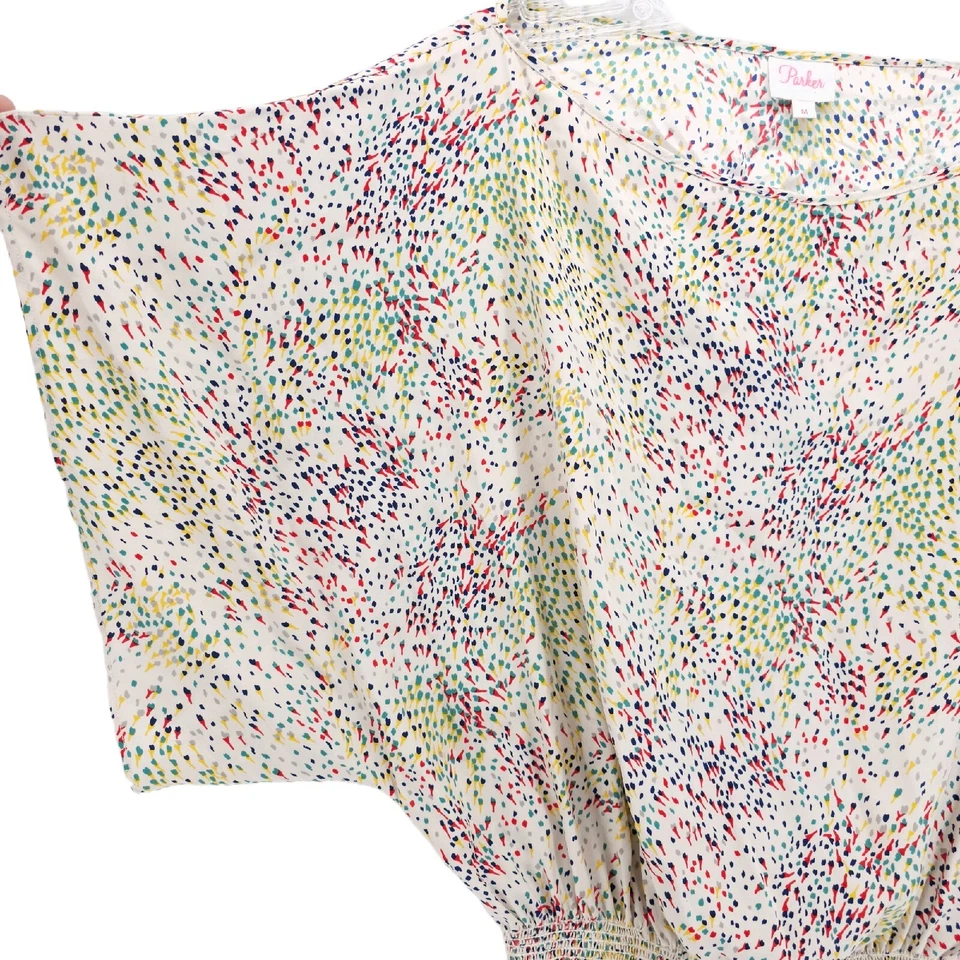 Blusa Top Parker 100% Seda Kimono Manga Ala de Murciélago Cintura Calada MEDIANA Foto 3 de 4