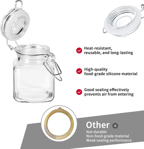 12 Rubber Seal Rings for Glass Jars, Silicone Gaskets for Mason Jars (White) - 第 3/12 張圖片