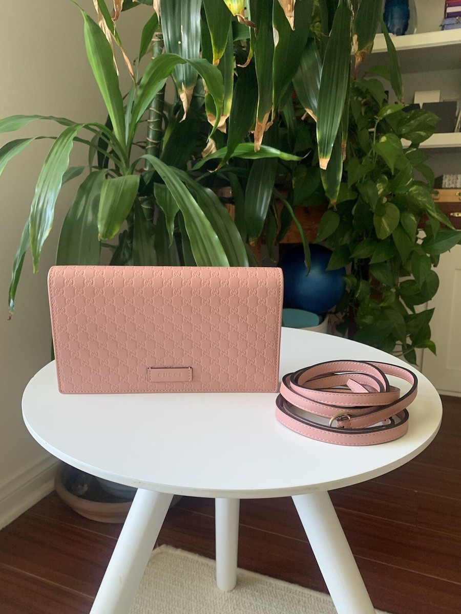 Gucci New Pink Leather Wallet On A Chain With Box | eBay