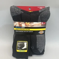 6 Pairs Dickies Men's Dri-tech Moisture Control Shoe Size: 12-15, Black New