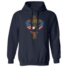 4th of July Cross American Eagle - Independence Day Unisex Hooded Sweatshirt