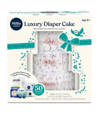 Millie Moon Luxury Diaper Cake Baby Shower Gift Set New In Box