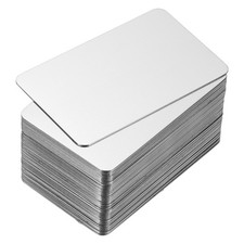 0.8mm Stainless Steel Metal Business Cards, 50 Pack Blank Name Card, Silver