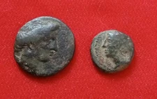 Set of 2 lot, THESSALY, LARISSA. 4th-3rdc B.C.  Æ Dichalkon & chalkous B