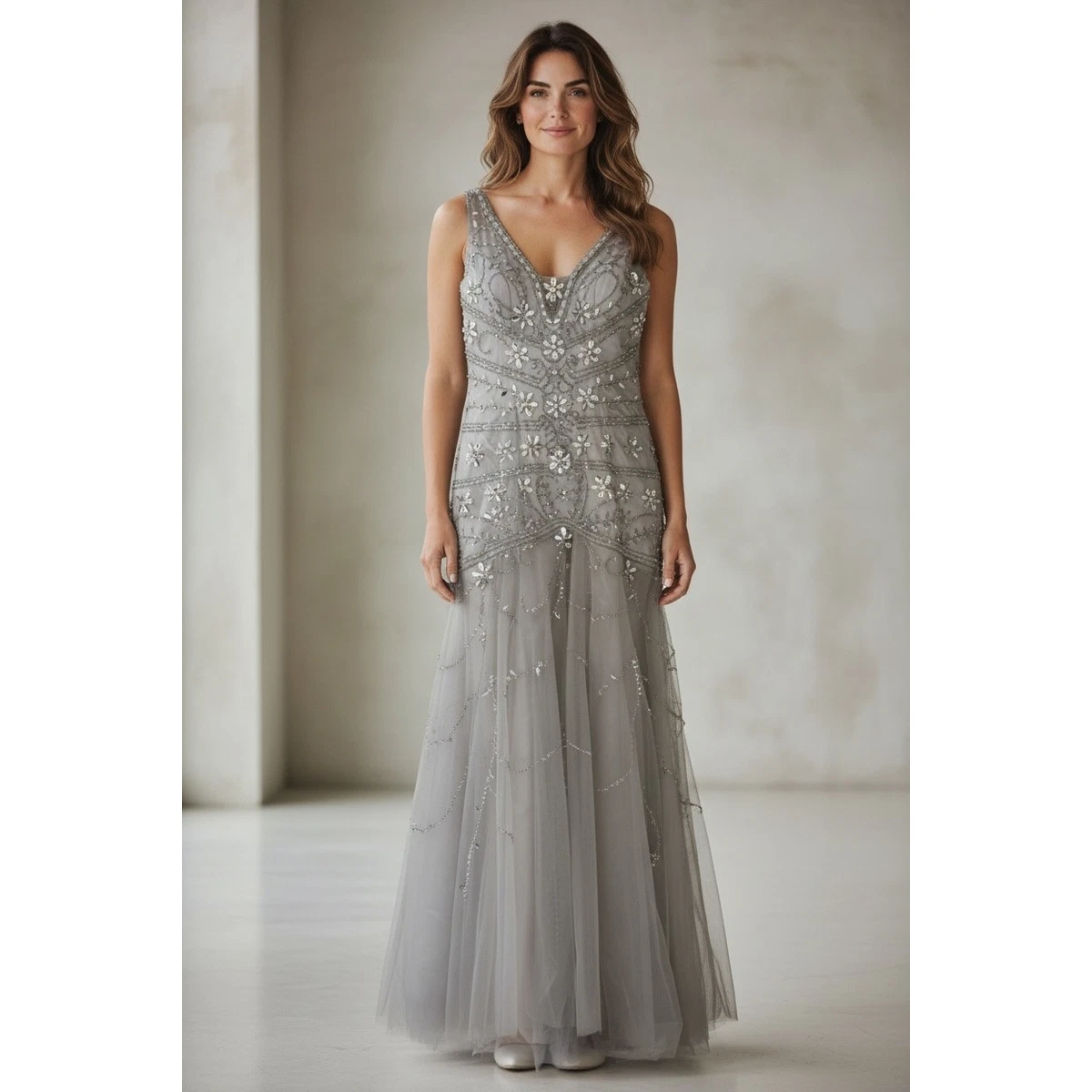 silver tulle bridesmaid dress Grey Bridesmaid dress with tulle skirt Long convertible Bridesmaid Dre   MarryLover