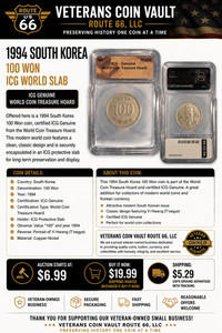 1994 South Korea 100 Won ICG Genuine World Coin Treasure Hoard Slabbed