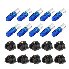 10x Blue T5 74 73 Halogen Bulbs Instrument Panel Cluster Lights w/ Twist Lock