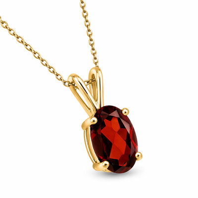 2.55Ct Oval Cut Natural Garnet 14k Yellow Gold Plated 925 Solitaire Necklace