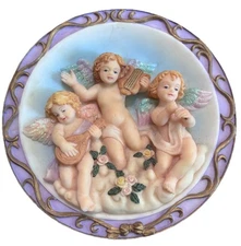 Vintage Sansco Angel Cherub Music Art Floral Plate 7.5” 1996