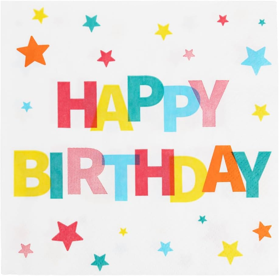 Cheerful Happy Birthday Colourful Paper Napkins Disposable Serviettes for Birthd