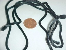 6 VINTAGE JET BLACK SATIN SILK 3mm. ROUND 36" LONG STRING SECTIONS L834