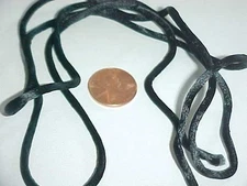 6 VINTAGE JET BLACK SATIN SILK 3mm. ROUND 36" LONG STRING SECTIONS L834
