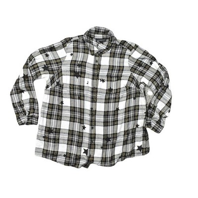 Lane Bryant Multicolor Button-Up Top, 14/16, Rayon, Plaid Stars Long Sleeve