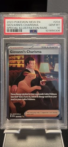 Pokemon Giovanni's Charisma 151 MEW EN Special Illustration Rare #204 PSA 10