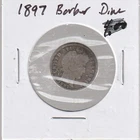 1897 Barber Dime 90% Silver  Average Circulated