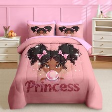 5 Pcs Comforter Set Size, African American Princess Bubbles Twin Princess 2