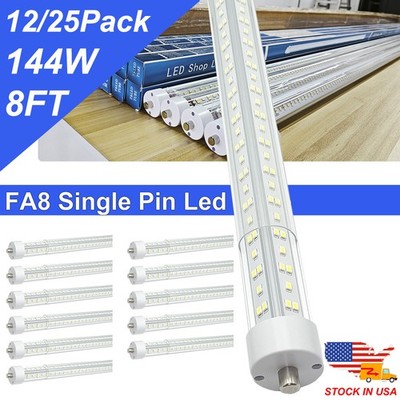 8Ft Daylight Led Tube Light Bulbs T8 T12 Single Pin FA8 144W V Shaped No Ballast