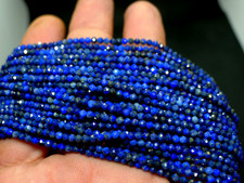38cm Rang Perles Ronde Facette LAPIS LAZULI Collier Natural Stone Faceted Bead