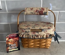 Longaberger 1998 Dresden Tour Basket with Lid, Liners and Grip -4 Family signed