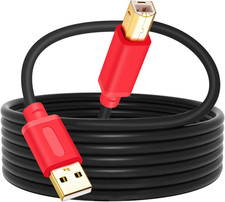 20Ft USB 2.0 Printer Cable, High Speed Gold-Plated A to B for HP, Canon, Dell
