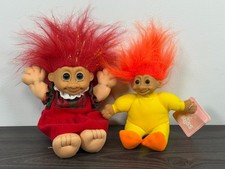 Russ Berrie Christmas Troll Girl Doll Luv Pet Duck Troll Doll Set of 2