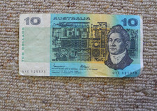 Australia 1985 $10 Paper Banknote Johnston/Fraser Circulated UYE prefix