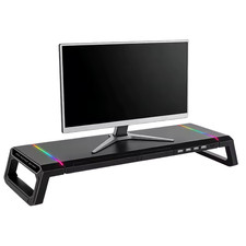 Support Écran PC RGB USB 3.0 Bureau Ergonomique avec Tiroir Support Téléphone