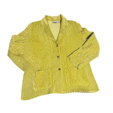 Chicos Textured Button Front Blazer unlined Jacket Lime Green Women's Size 3