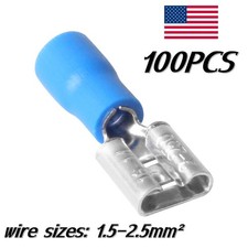 10-100PCS Female Spade Blade Wire Connectors Insulated Crimp Terminal 1.5-2.5mm