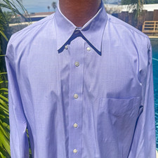 Paul Fredrick Men’s Cotton Solid  Lavender Dress Shirt 16.5/35 Point Collar