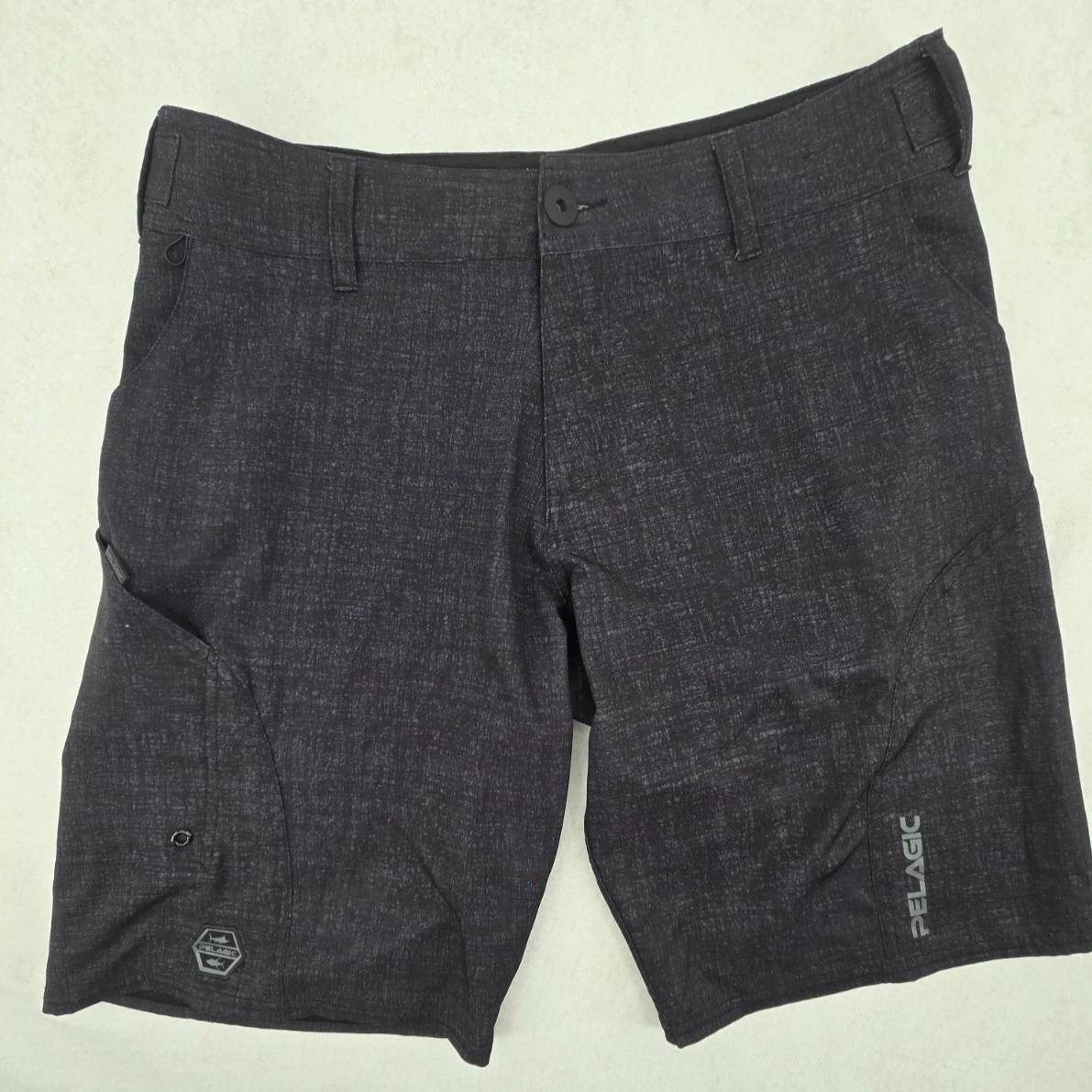 Pelagic Sharkskin Pro Shorts 32 Black Mens Stretch Fishing Swim Beach