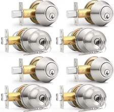 Door Knob and Deadbolt Set, Exterior Door Lock Set 4 Pack Enrty Door Locks with 