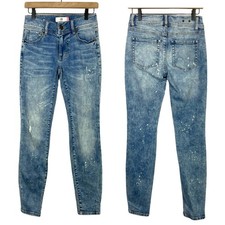 Cabi 5492 Sz 2 Cinch Skinny High Waist Bleach Splatter Lightly Distressed Jeans
