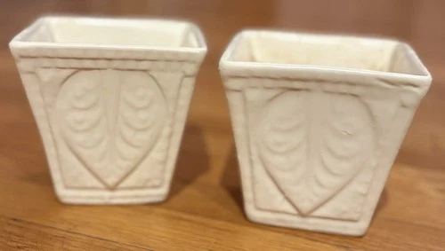 Pair Of Vintage Hull Pottery White Flower Pots/Planters
