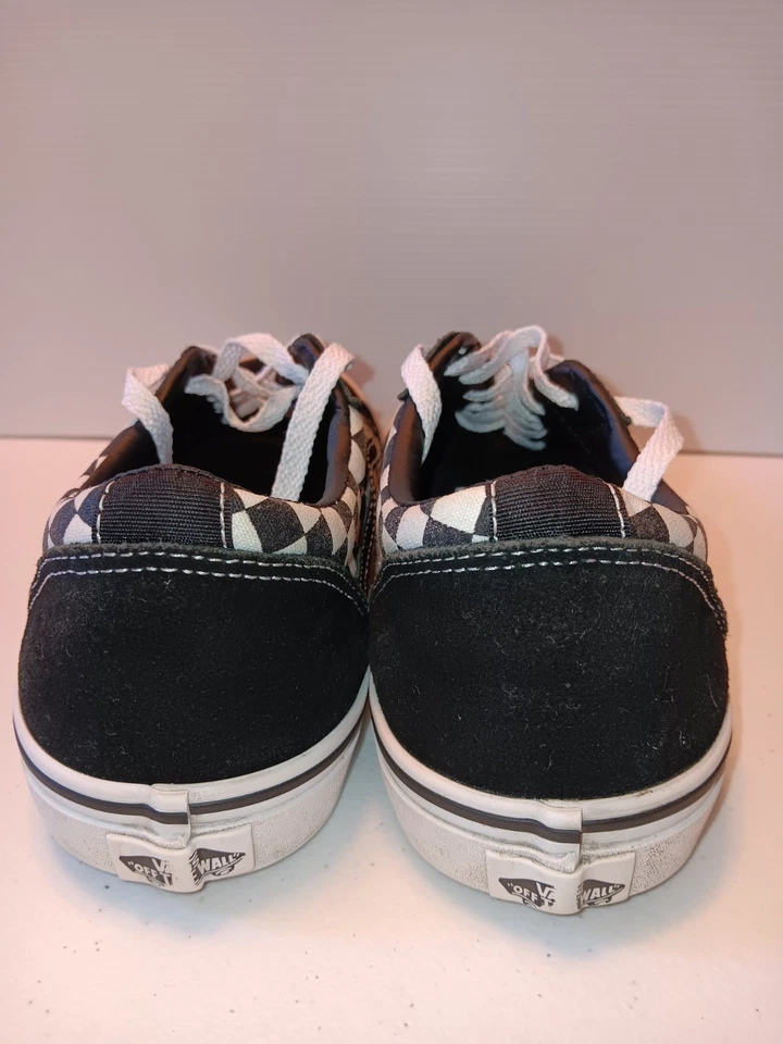 Vans Juvenil Talla 7 Old Skool Zapatos a Cuadros Blanco y Negro Con Cordones Gamuza y Lona Foto 2 de 4