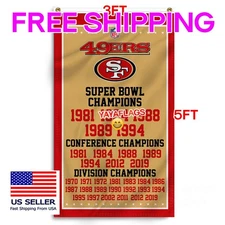 San Francisco 49ers 3x5 ft Flag Champions NFL Football Banner FREE Shipping