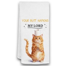 Funny Orange Cat Hand Towel Bathroom Decor Housewarming Gift 16x24 Inches