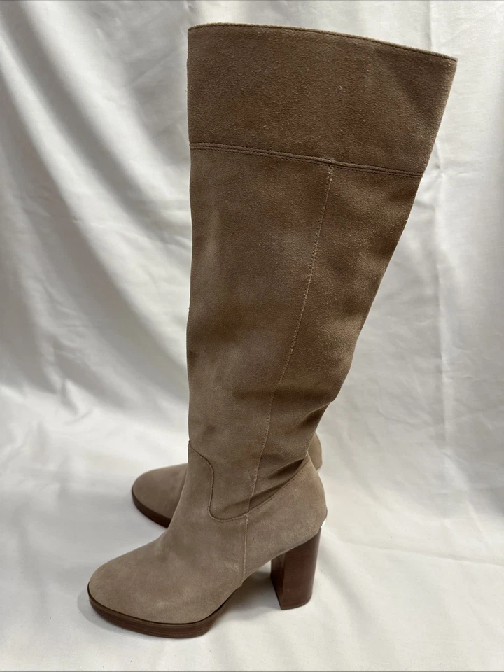 NEW MICHAEL KORS LEIGH TALL LEATHER SLOUCH BOOT WOMEN'S 7M Sand SUEDE MSRP $275 - Image 3 of 4