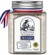 Sea Salt Traditional Celtic Harvest,16oz Unrefined FINE French Salt, glass jar