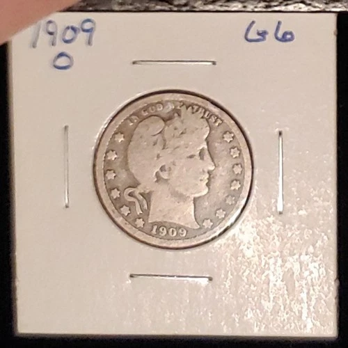1909-O 25c G-VG Genuine, Original, Full Rims