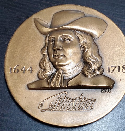 William Penn Hall of Fame For Great Americans Bronze Medal Medallic Art Co MACO
