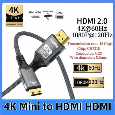 4K@60Hz Micro/Mini HDMI zu HDMI Kabel Geflochtene HDMI-kompatibel Stecker auf St