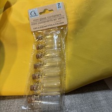 Crafter's Square Mini Glass Containers With Cork Lid .16 Fl Oz 5 mL 7 pieces