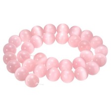 32pcs Light Pink Cat's Eye Stone Beads 12mm Round Crystal Loose Bead