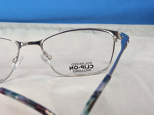 New Women's Revolution Eyeglass Frame w/ Polarized Clip Isabella Purple Metal 54 - Picture 9 of 16