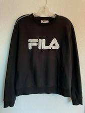 FILA Womens Black Embroidered Logo Sweatshirt Sz L