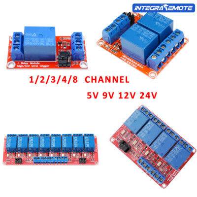 DC5v 9v 12v 24v 1-2-4-8 Channel Relay High Low Level Optokoppler Modul Arduino