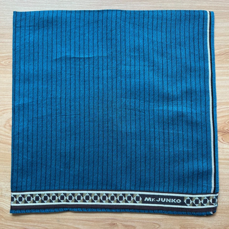 LENÇO VINTAGE JAPONÊS ARTE LISTRADO BOLSO MASCULINO QUADRADO ALGODÃO 18" A-0387 - Imagem 3 de 3